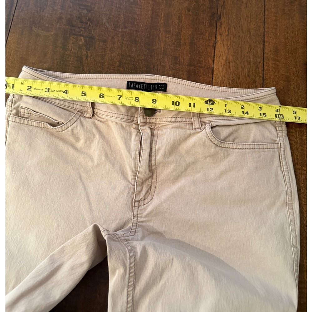 Lafayette 148 New York Tan Khaki Cuffed Slim Leg Pants Womens Size 6 - Picture 8 of 9